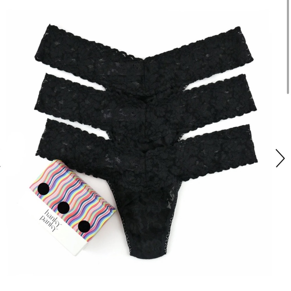 6 pairs (2 packs x 3 pairs) Hanky Panky Low Rise Thong Panties gift set Black